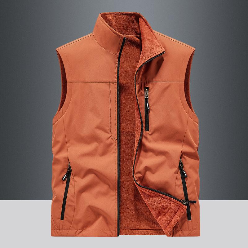 Двусторонний Утепленный Жилет для улицы Мужской Большого размера Жилет Без рукавов Куртка