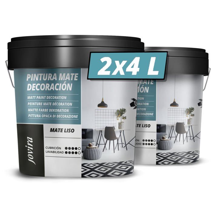 Peinture - reoxyl - jovira - acrylique - mat - blanc - 2x4 litres