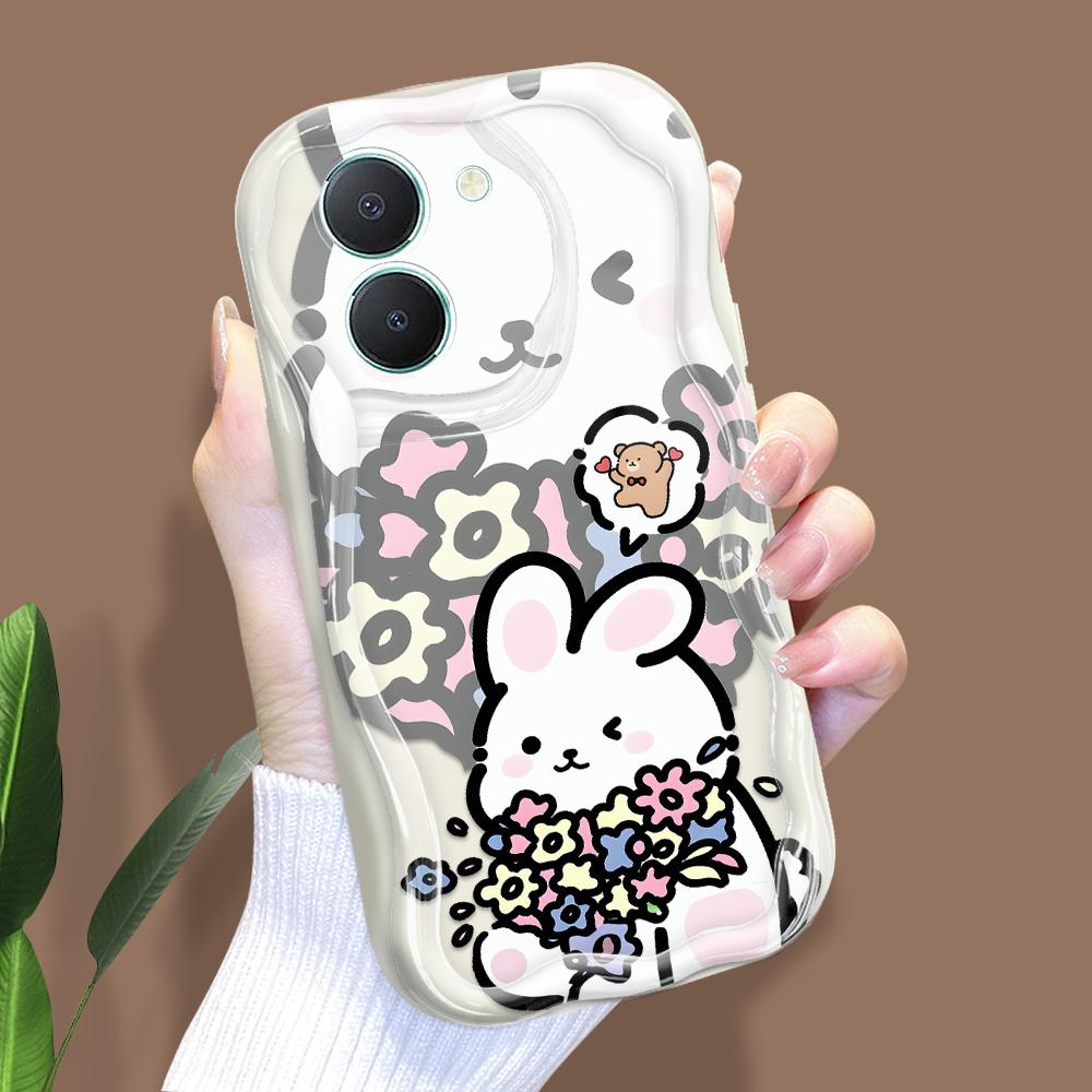 Cute Cartoon Pattern Cream Texture Casing Wavy Edge Soft Silicone Cover Phone Case for Vivo