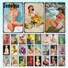 Donald Rust Pin-Up Girls Metal Poster Bathroom Retro Pinup Art Sexy Woman Metal Sign Tin Sign Decorative Plate Retro Plaque