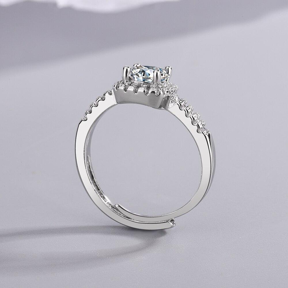 925 стерлингового серебра новые женские модные ювелирные изделия высокое качество кристалл мода прямоугольник четыре зубца размер регулируемый кольцо