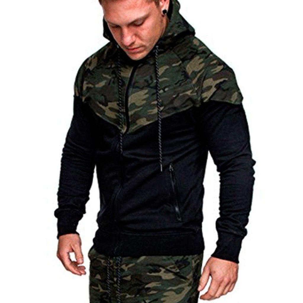 High-quality Mens Slim Hoodie Camouflage Sweatshirt Coat Jacket Outwear Tops Trousers Pants With Durable And Comfortable Design