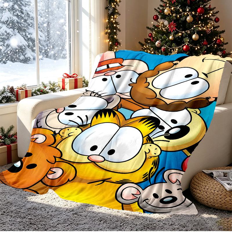 Garfield Pattern Blanket for Home Decoration, Bed, Sofa, Car Travel, Camping, Suitable for All Seasons, Birthday Christmas Gift