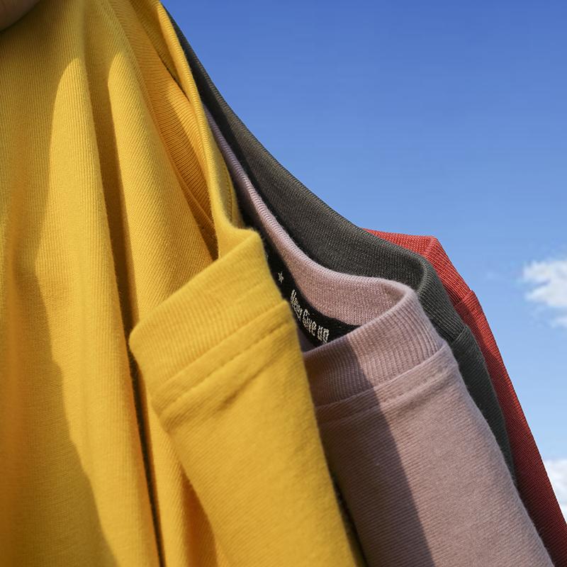 Zirunking Летние футболки унисекс женские/мужские футболки в английском стиле, простые однотонные хлопковые футболки с круглым вырезом, базовая футболка Harajuku Camisetas Verano Mujer 2021 ICON220g