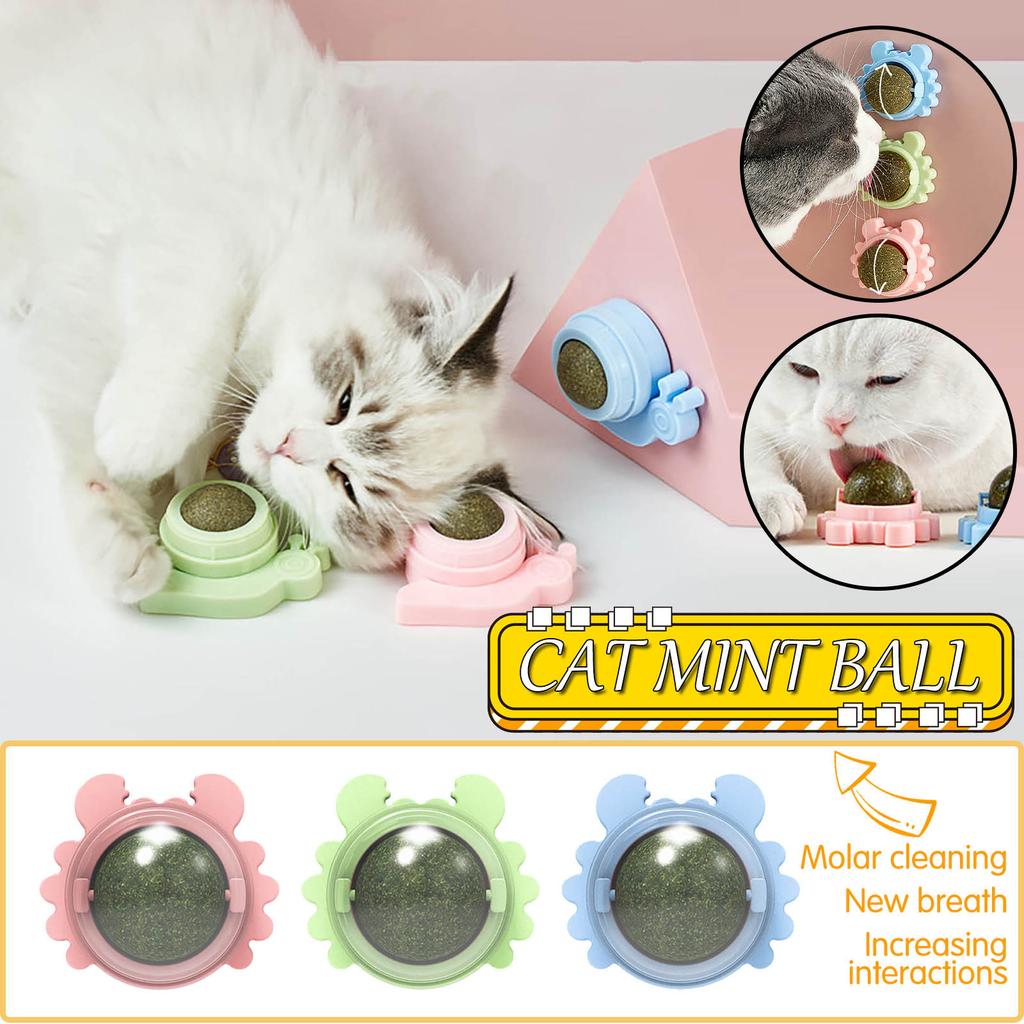 Настенные шарики из кошачьей мяты, игрушки для кошек, кошачья мята, настенный ролик для кошек, чистка зубов, естественно вращающийся для использования в помещении