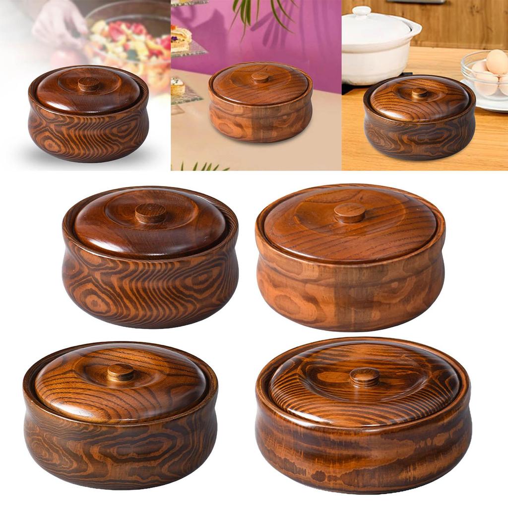 Деревянная миска Сервировочная миска Хранение Многоразовая Дерево Деревянная салатница с крышками