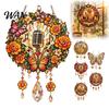 Stained Glass Style Decor Acrylic Suncatcher with Metal Chain, 2D Flat Window Hanging Ornament Vintage Microphone Wall Retro Cowgirl/Microphone