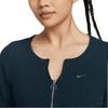 Nike Однотонный удобный облегающий свитер с застежкой-молнией в рубчик, женский свитер темно-синего цвета FN3683-478