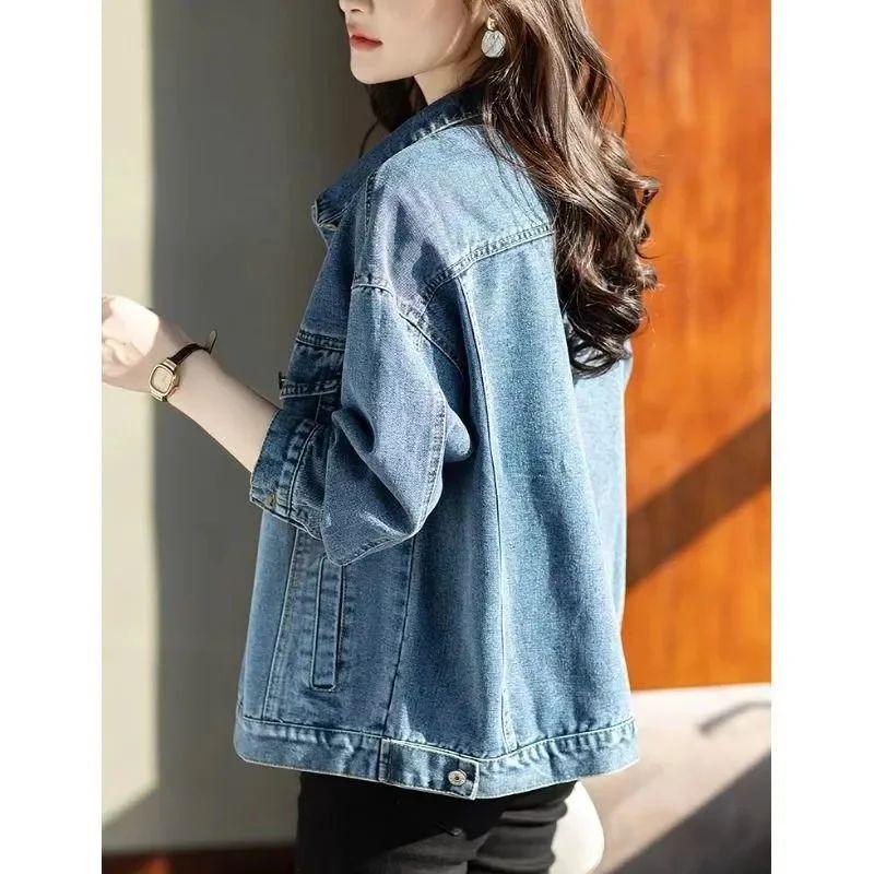 Women's Vintage Warm Denim Jacket Denim Jacket Plus Size Long Sleeve Jacket