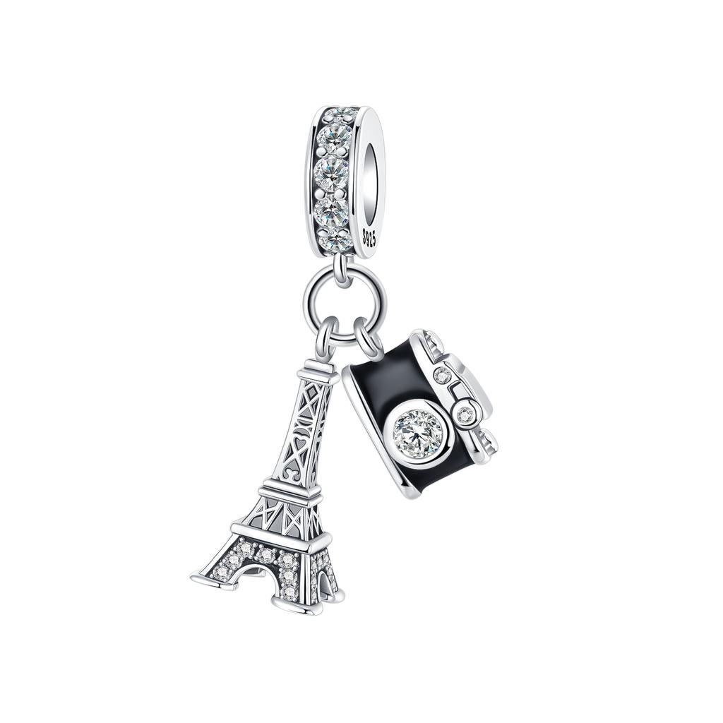 New Original 925 Silver Iron Tower Flower House Pumpkin Carriage Pendant Beads fit Women's DIY Exquisite Jewelry Gifts