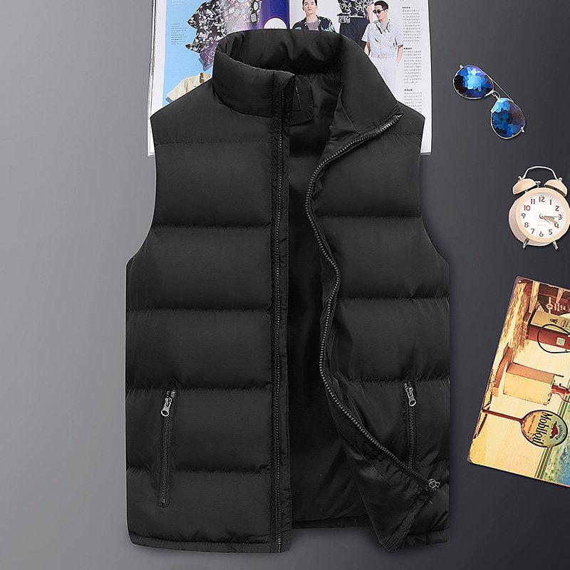 Men's Winter Sleeveless Puffy Warm Vest Stand-up Collar Sleeveless Warm Vests