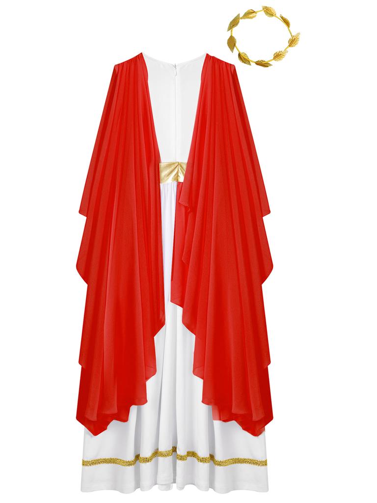 Дети греческая Афина Гостуме девушки принцесса шифоновое длинное платье платье с повязкой на голову для косплей вечеринки