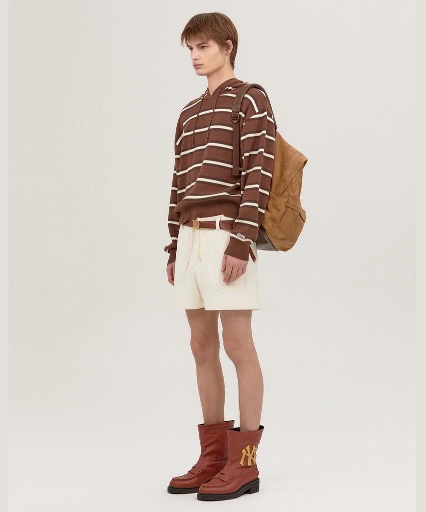 NOHANT Multi Stripe Knit Hoodie Brown