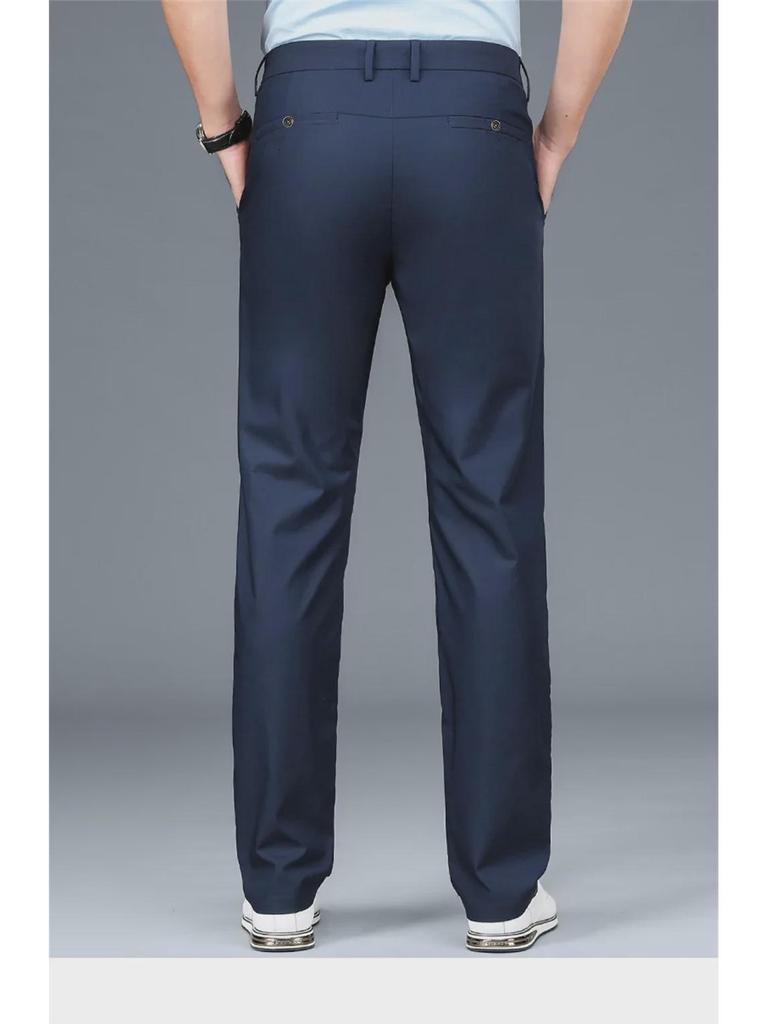 Men's Summer Business Casual Ice Silk Straight-Leg Trousers