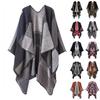 Women Winter Warm Oversized Printing Blanket Cape Wraps Shawl Cardigans