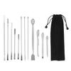 12Pcs Laboratory Spatula Stainless Steel Reagent Scoop Spoon Tool Set Kit for Experiment