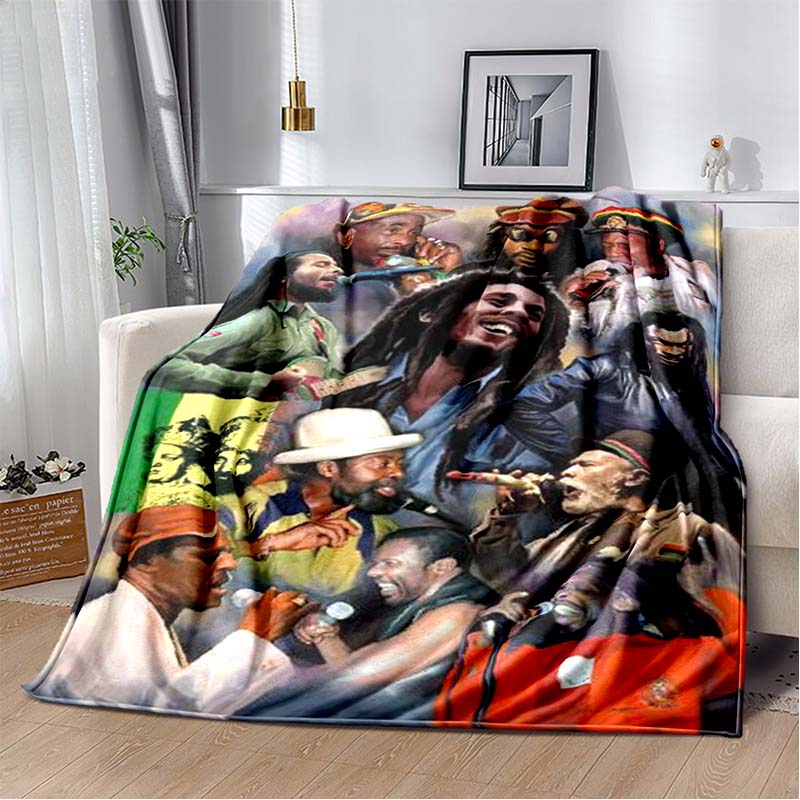 Bob Marley Album Blanket Reggae Music Jamaican Style Soft Flannel Blanket Home Sofa Bed Cover Warm Travel Christmas Gift Blanket