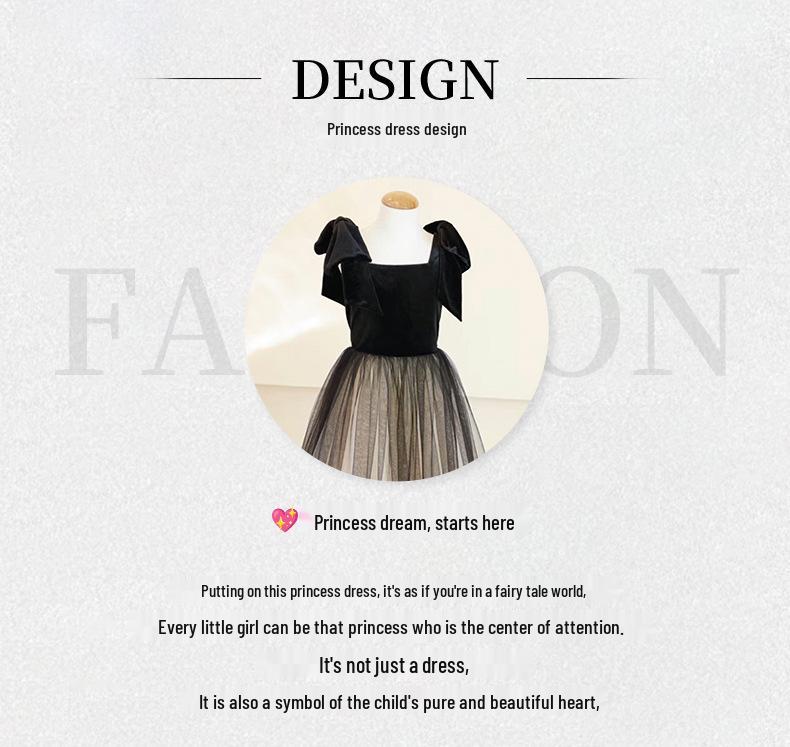 Черное сетчатое формальное хоровое платье для девочек - Элегантный осенний костюм для выступлений для фортепиано и скрипки