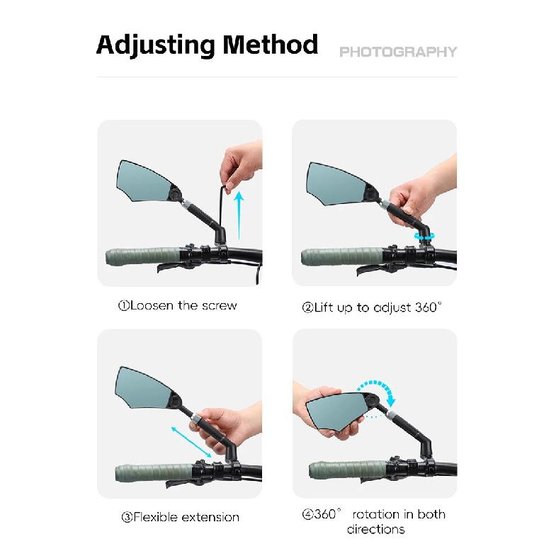 WEST BIKING Anti Glare Bicycle Rear View Mirror 360 Rotatable Extendable Arm Larger HD Lens Bike Accessory For MTB City Bikes