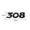 SQOB1 3D Glossy Black Chrome Silver Metal Logo Emblem Badge Decal Car Sticker for Peugeot 308 Car Accessories