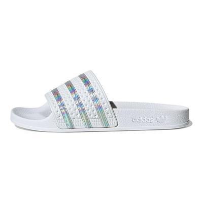 Adilette Slide White Переливающиеся женские кроссовки Crystal-White Cloud-White FV0041