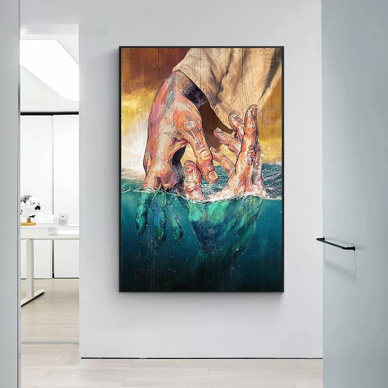 Vintage Jesus Christ The Hand of God Canvas Painting Poster And Print Catholic Christian Wall Art For Living Room Home Decor