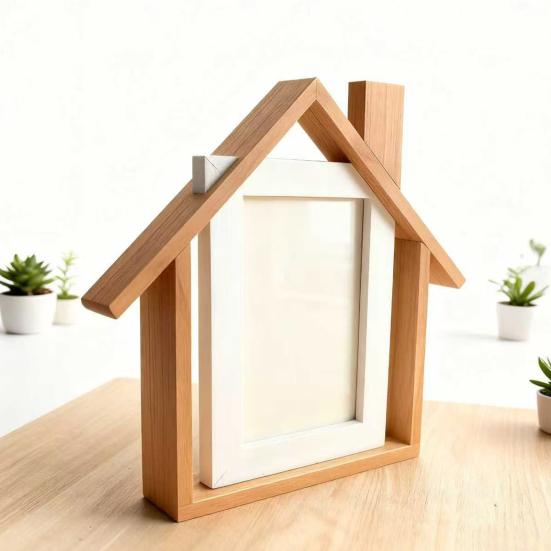 Деревянная фоторамка в форме домика, ручной работы, настольная фоторамка-домик для мамы, бабушки, детей, семьи, свадебный подарок