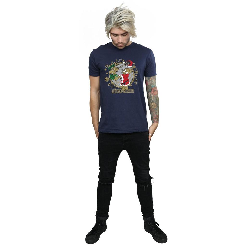 Tom And Jerry Mens Christmas Surprise T-Shirt