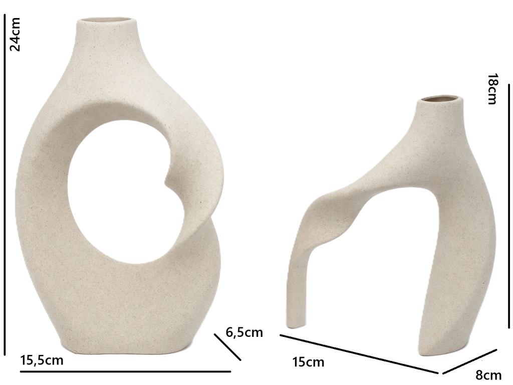 Ceramic Double Vase H24Cm Natural Harmony