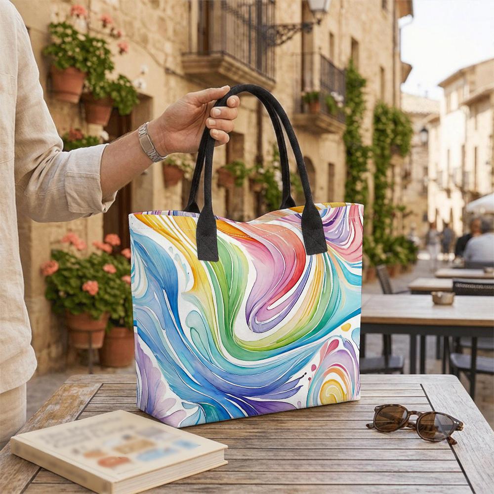 Colorful Swirl Pattern Tote Bag Fashion Large Capacity Casual Handbag for Daily Use