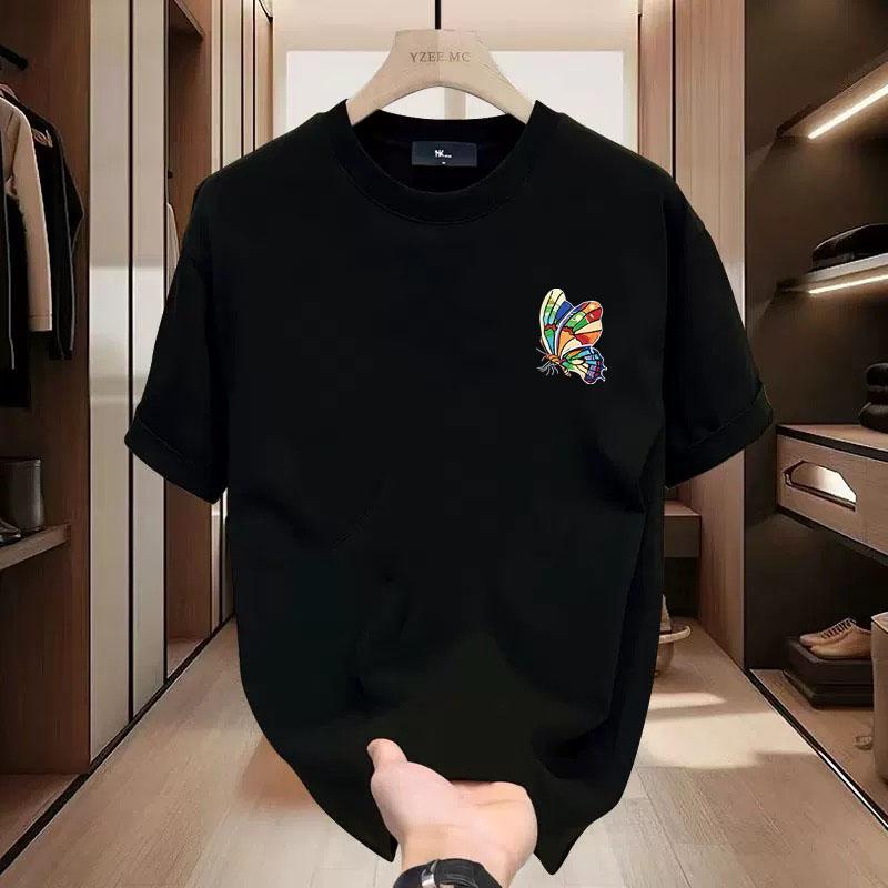 2025 New Summer Loose Casual Short Sleeve T-Shirt for Men, Trendy Brand Simple Heavyweight Half Sleeve Top Couple Outfit