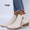 Женские ботильоны Замшевые ботильоны Ботильоны с боковой молнией Классические ботинки на низком каблуке, классические туфли на массивном каблуке Современные короткие туфли без шнуровки на молнии