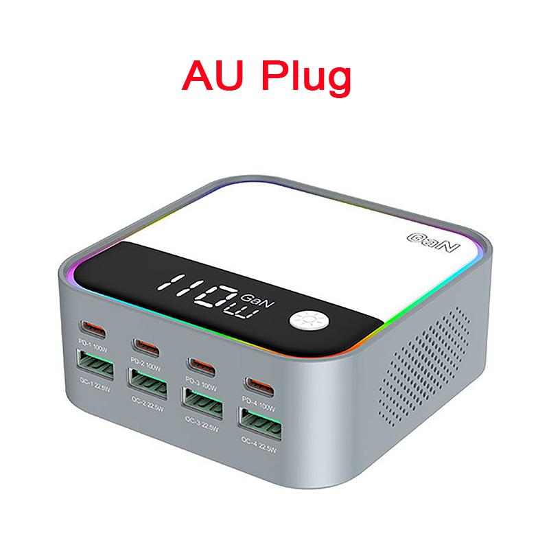 Настольное зарядное устройство 120 Вт USB Универсальное Многопортовое PD Быстрое зарядное устройство с многоцветной подсветкой для мобильных телефонов и ноутбуков