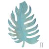 Metal Tropical Leaf Decor Back Hanging Hole Retro Blue Leaf Wall Art Decoration for Patio Fence