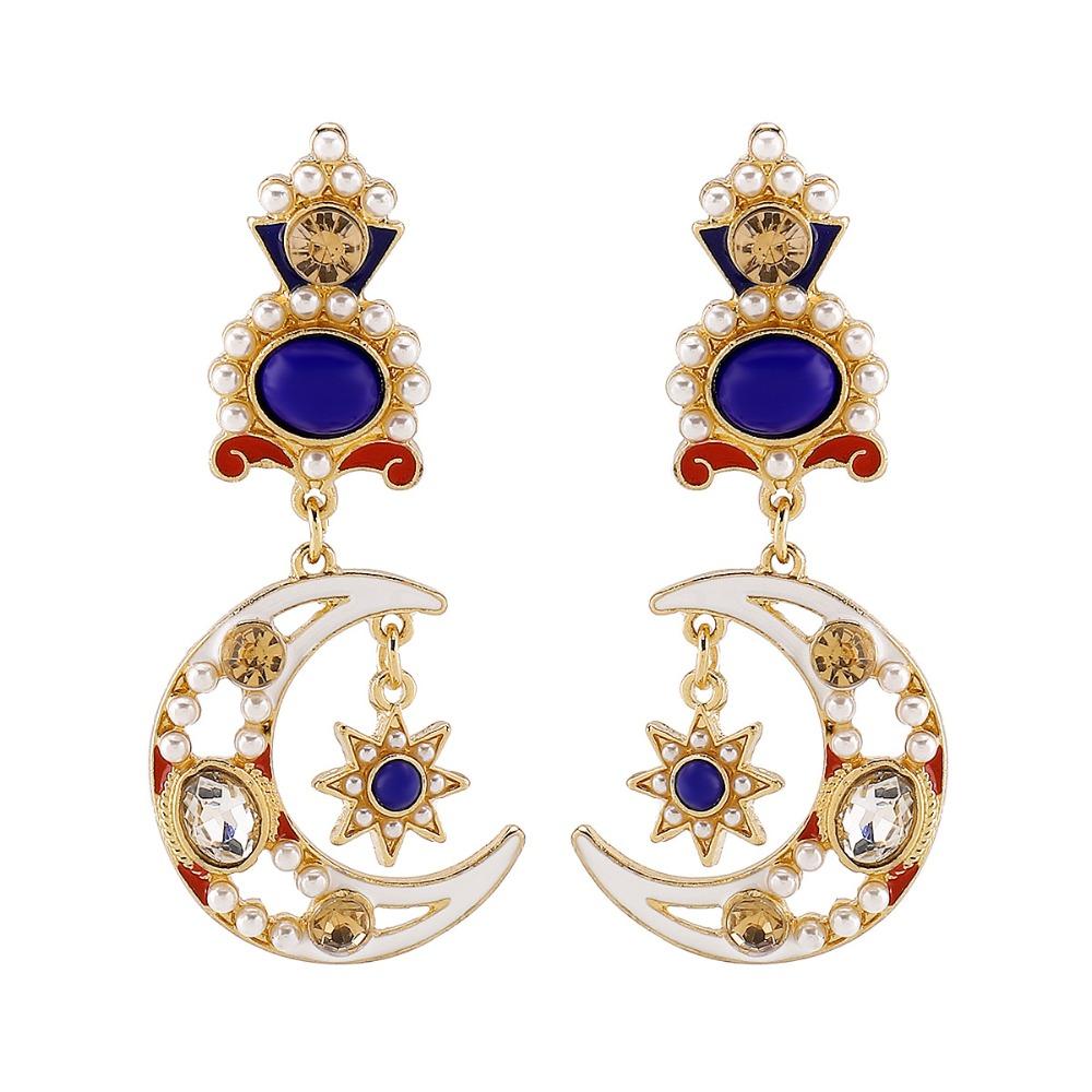 Minority Design Dangle Earring Medieval Style Crystal Earrings Cute Sun&Moon Earrings Party