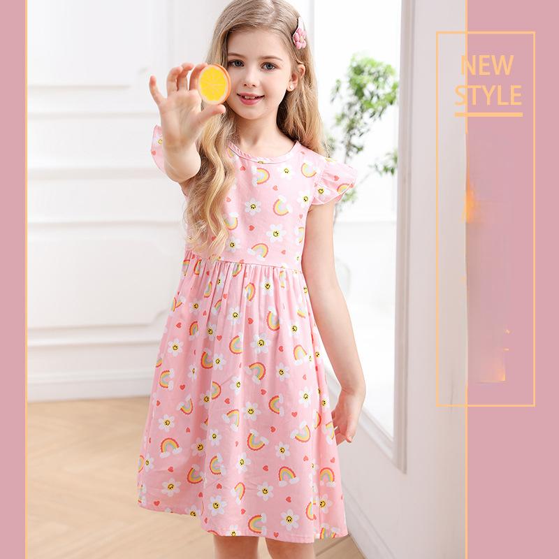 Children's Cotton Fashion Floral Princess Dress Summer Girls Sweet Dress