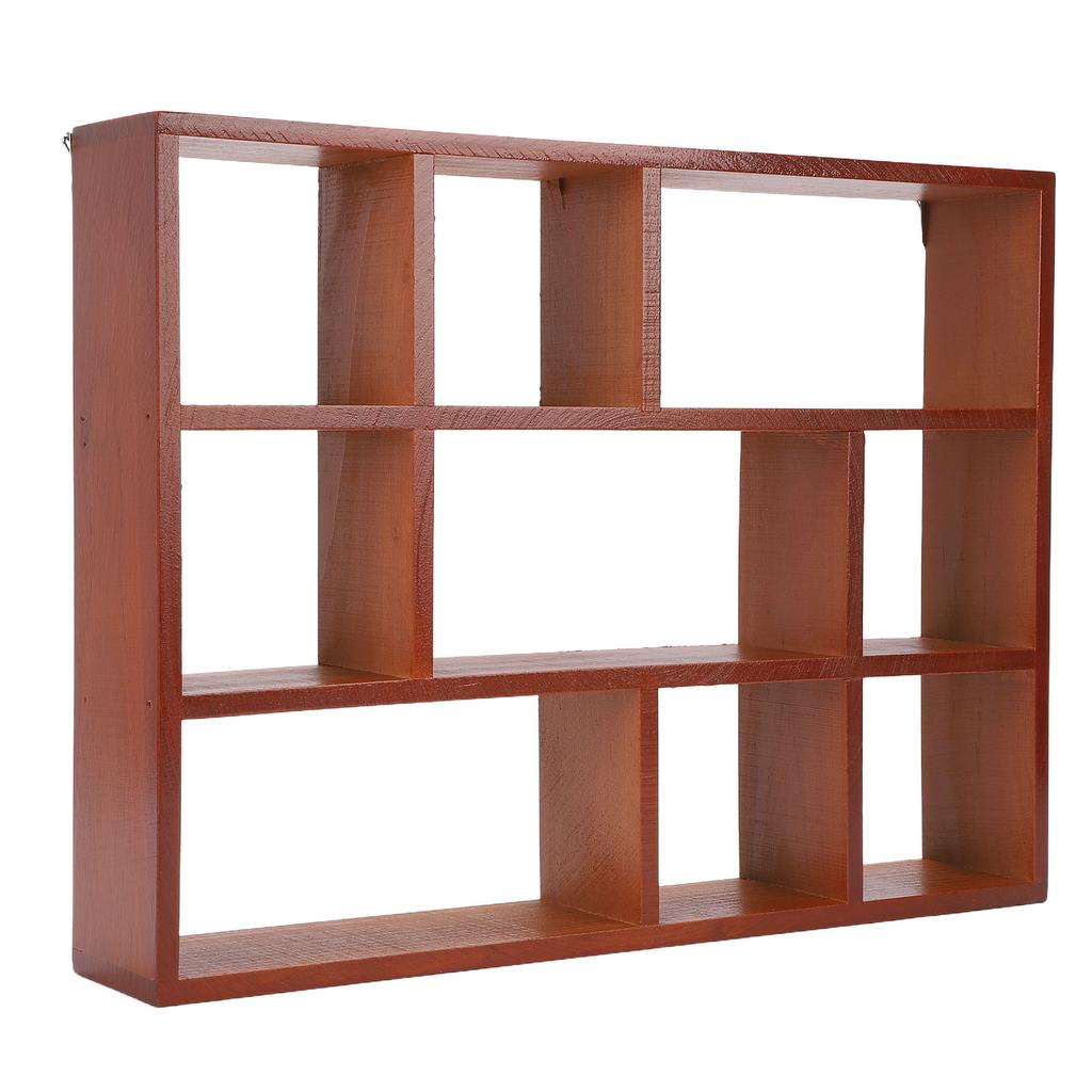 Деревянная Настенная Настольная Полка 9 Отделений Многофункциональная Винтажная Деревянная Настенная Полка Макияж