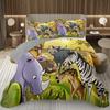 Funny Cartoon Animal Bedspread Queen/Full Kawaii Elephant Panda Coverlet Reversible Grey Quilted Bedding Set For Kids Teen Room