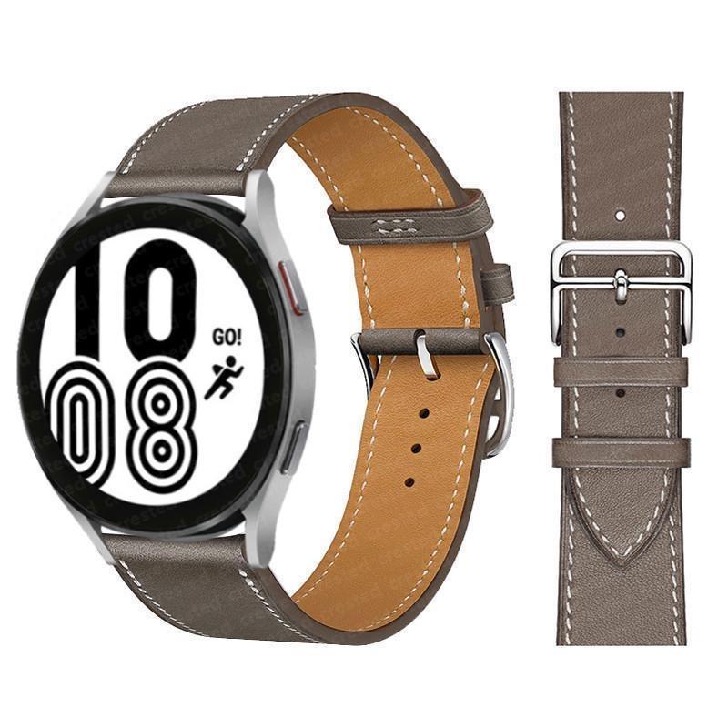 20 22 мм ремешок из натуральной кожи для Samsung Galaxy Watch 6 classic 43 мм 47 мм 5 6 7 FE 4 40 мм 44 мм classic 4 42 мм/46 мм 3 45 мм 41 мм Gear S2 S4 S3