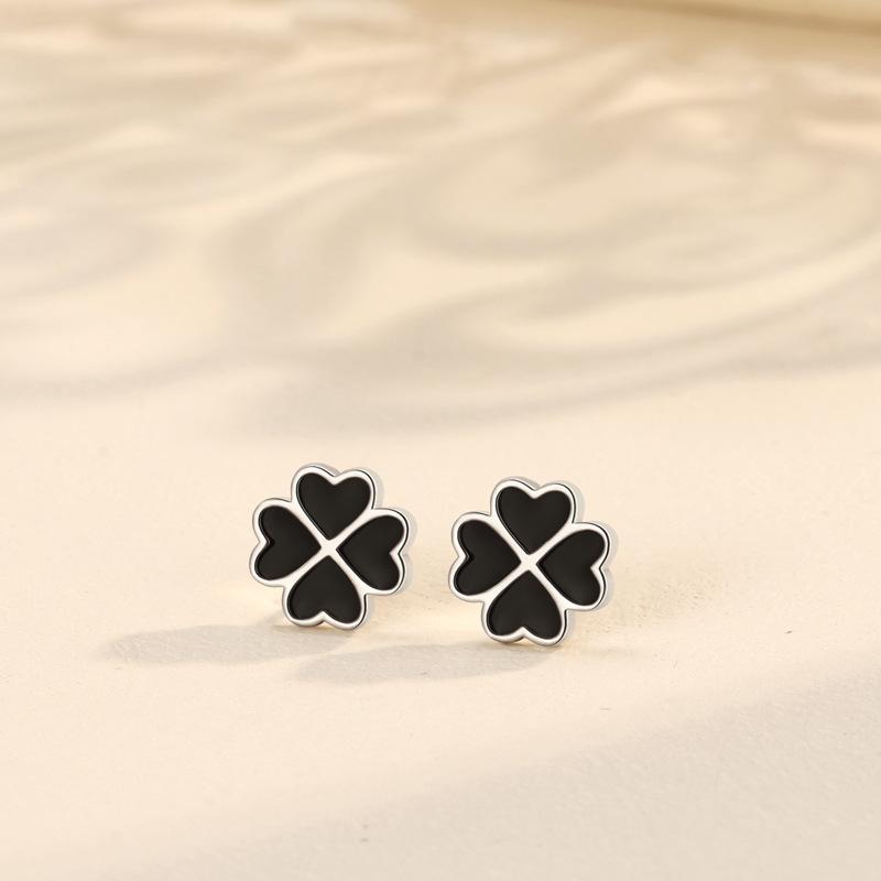 Серьги-гвоздики с клевером, женские корейские серьги с радугой из эпоксидной смолы, универсальный цветочный темперамент, розовое золото, украшения для ушей