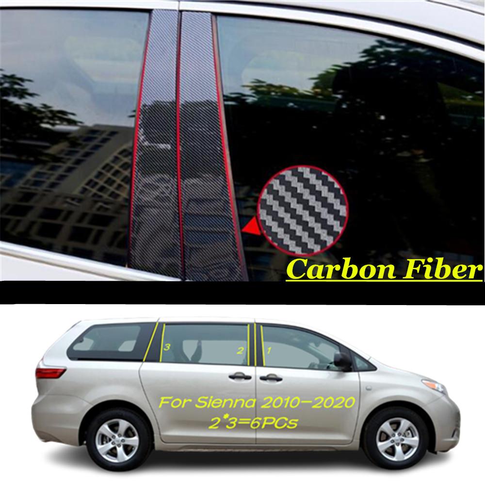 Car TPU/Glossy Mirror Pillar Post Cover For Toyota Sienna Granvia 2002 2003- 2024 Door Trim Window Stickers Accessories 6PCS