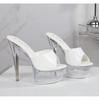 Женские босоножки на платформе, модные, для ночного клуба, высокий прозрачный каблук 13 см/15 см, лакированная кожа LFD-190-A76