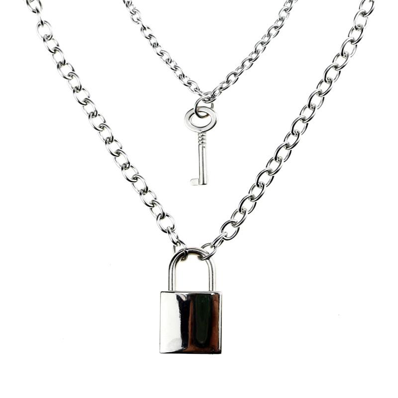 1 пара, цепочка из нержавеющей стали в стиле хип-хоп, рок, ожерелье с ключом и замком, ожерелье с замком для пары, брендовые ювелирные изделия, вечная любовь