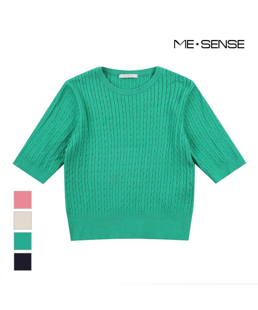 MESENSE Cable Knit Short Sleeve Knit_Mb35Kns311Z