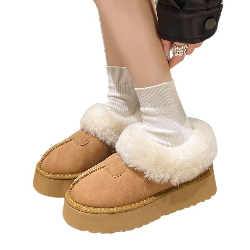 White Thick-soled Fur Integrated Warm Snow Boots Women's Shoes 2025 New Autumn and Winter Plush Thickened Fluffy Shoes