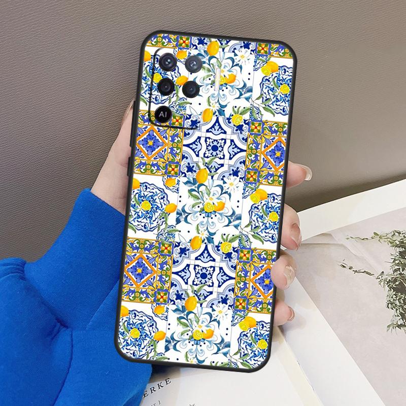 Средиземноморский лимонный чехол для Oppo A94 A74 A54 A80 A60 A40 A18 A38 A58 A78 A98 A96 A76 A16 A15 A17 A57 A77 A5 Pro