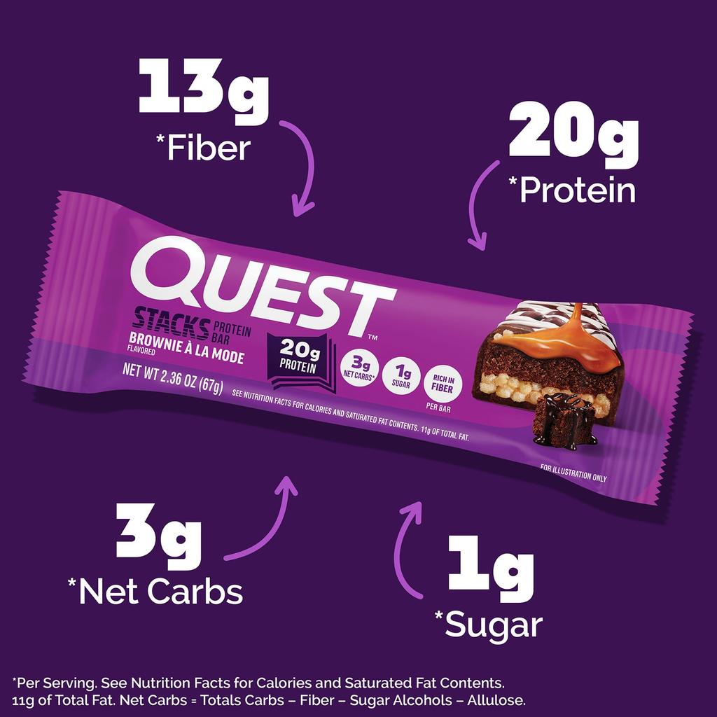 Quest Nutrition, Stacks, Protein Bars, Brownie à la Mode, 12 Bars, 67g each (2.36oz)