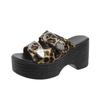Fashion Sexy 9CM Thick Bottom Bow-shaped Women's Slippers Summer Platform Black Buckle Wedge Sandals Ladies Thick Casual Mules Sandalias