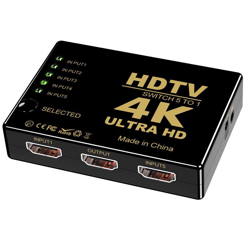 4K HDMI переключатель 5x1 с пультом дистанционного управления для видео и игровых приставок.