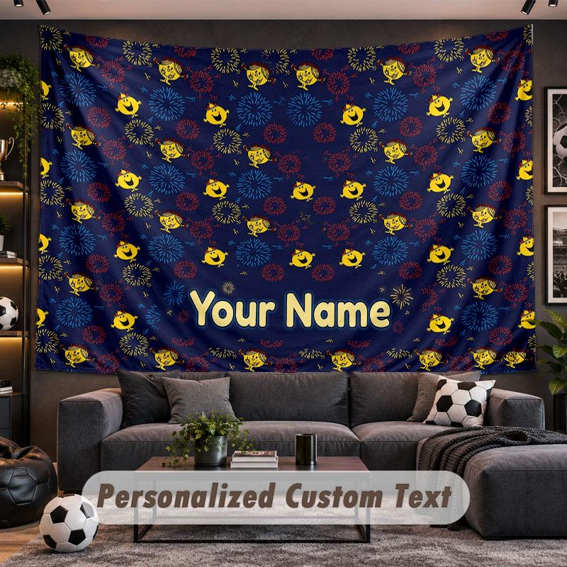 Wall Hanging Tapestry Custom NameMr. Men & Little Miss Pattern Personalized Printed Fabric Wall Decor